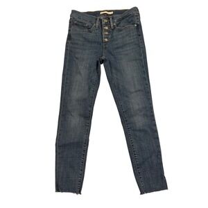 Levis 311 Shaping Skinny Ankle Jeans Womens 27 Medium Wash Button Fly Raw Hem